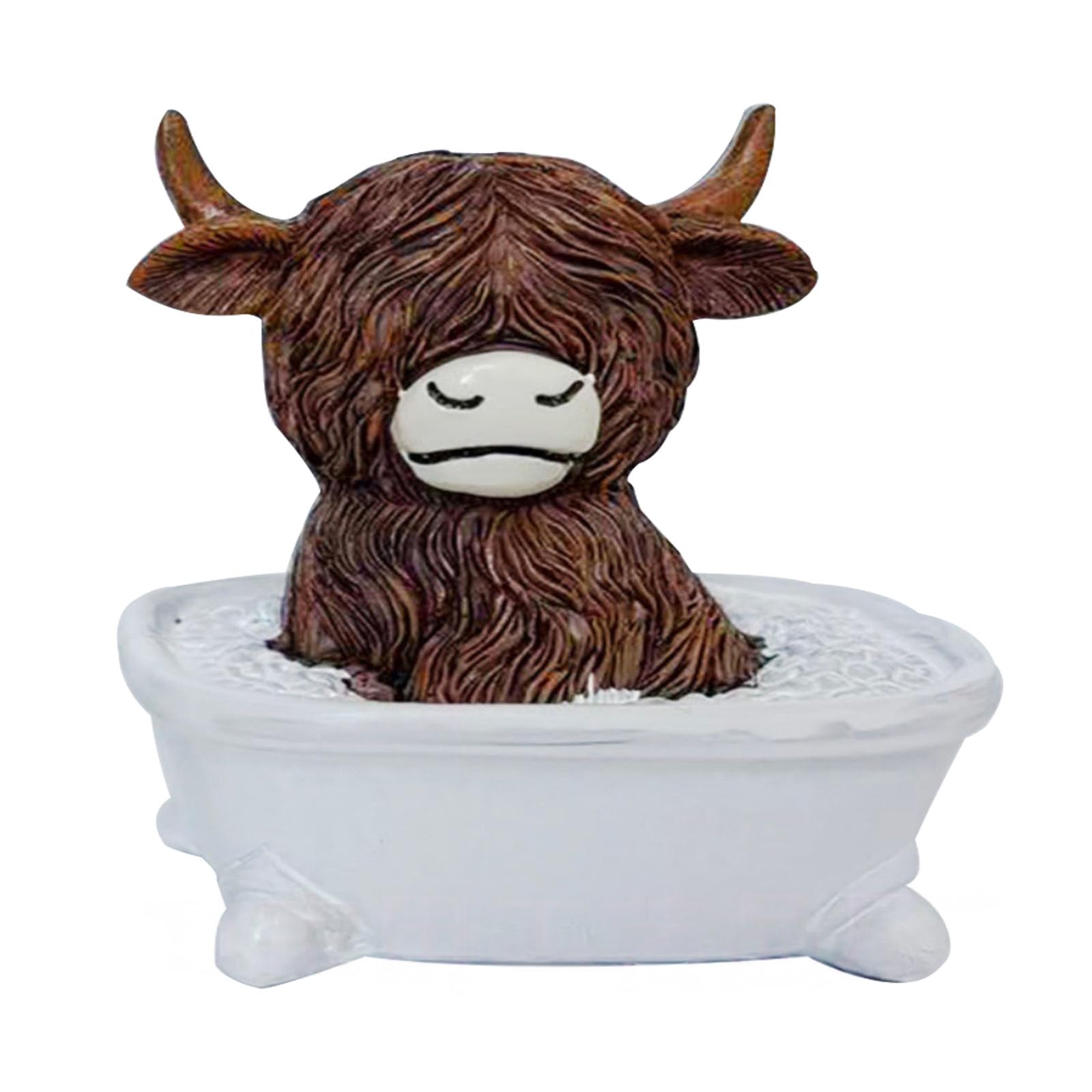 Rarityll Multicolor Highland Cow Soaking Bath Figurine,Highland Cow Gifts, Playful Resin Decor, Bathroom Accessories For Living Room Shelves, Rustic Farmhouse Home Accent