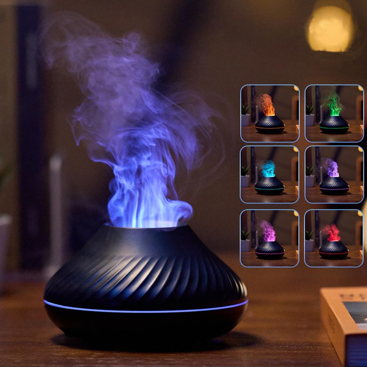 Simulation Flame Aromatherapy Machine USB Small appliance Air Humidifier Colorful Flame Aromatherapy Machine (black)