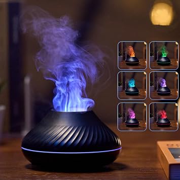 Simulation Flame Aromatherapy Machine USB Small appliance Air Humidifier Colorful Flame Aromatherapy Machine black