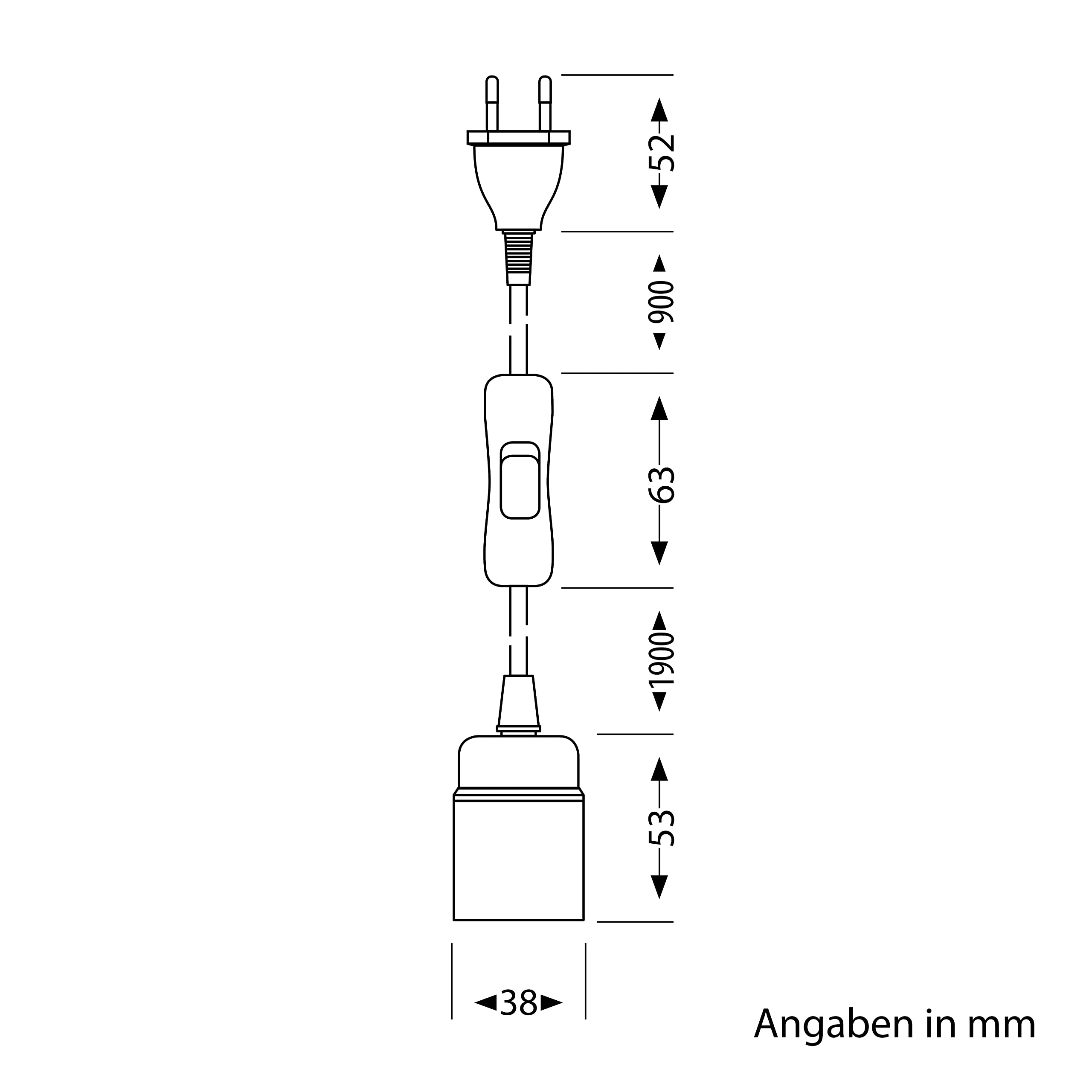 ledscom.de 10x Textilkabel LEHA, mit Stecker und Schalter, 3 m, schwarz, Fassung für E27-Leuchtmittel, 1x E27 max. 60W