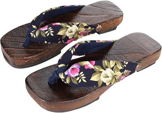 ITODA Japanese Geta Flip Flops Sandals Wood Traditional Clogs Mules Women Summer Cosplay Costume Slippers Lightweight Shoes for Home Beach Travel