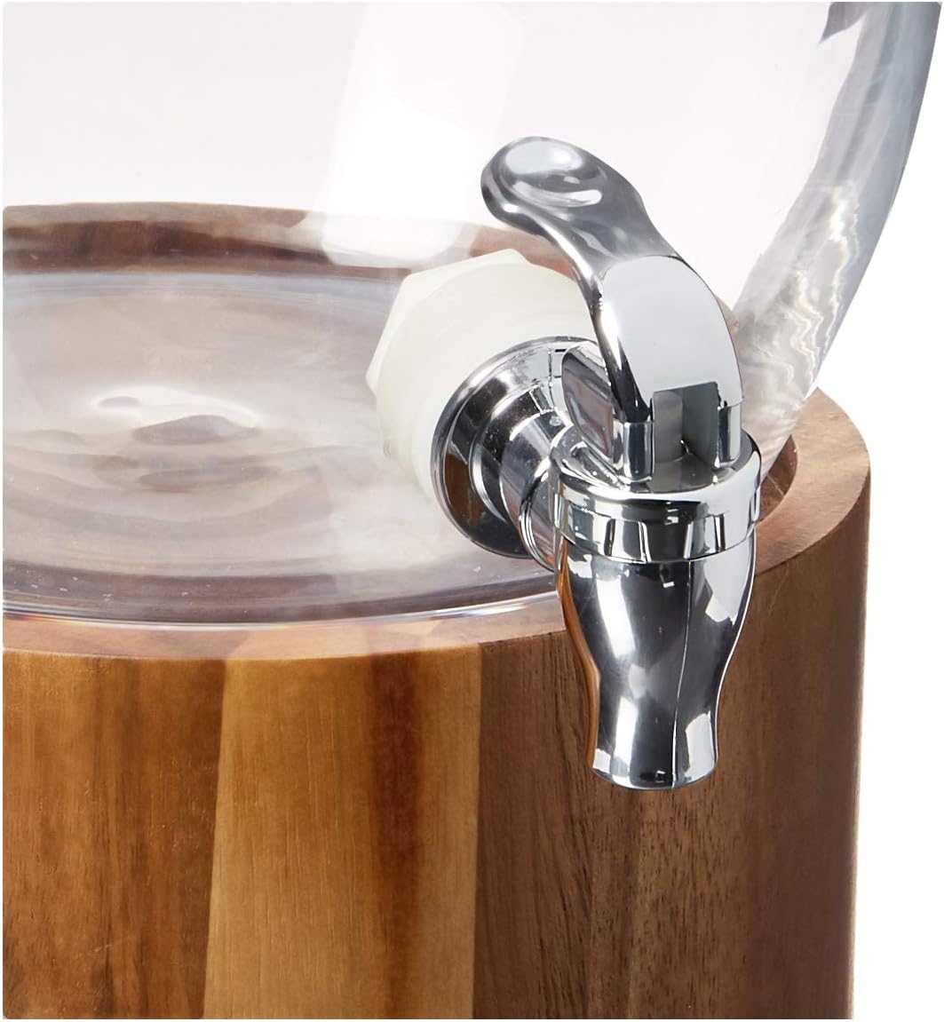 Style Setter 210767 Madera Beverage Dispenser, Clear, Wood Base, 1.6 Gallon - Image 4