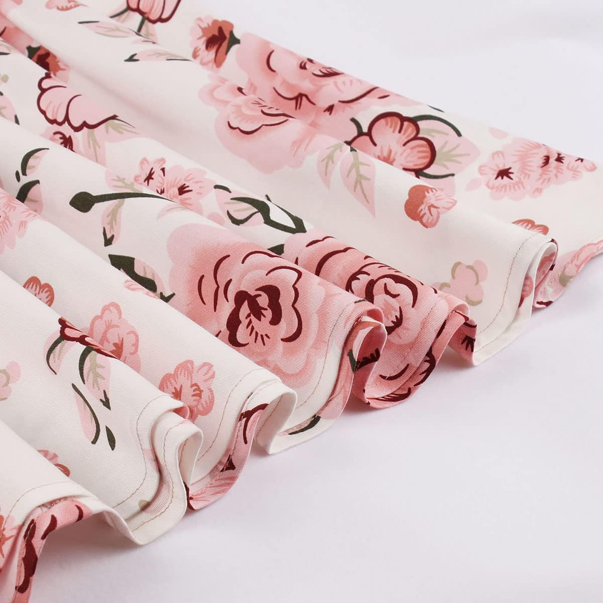 Women Floral Vintage Dress Elegant Midi Evening Dress 1950s Audrey Hepburn Vintage Style Rockabilly Swing Dress with Belt 50s Cocktail Party Dress Fit Fared A-Line Formal Prom Dress Pink-Floral L - Image 6