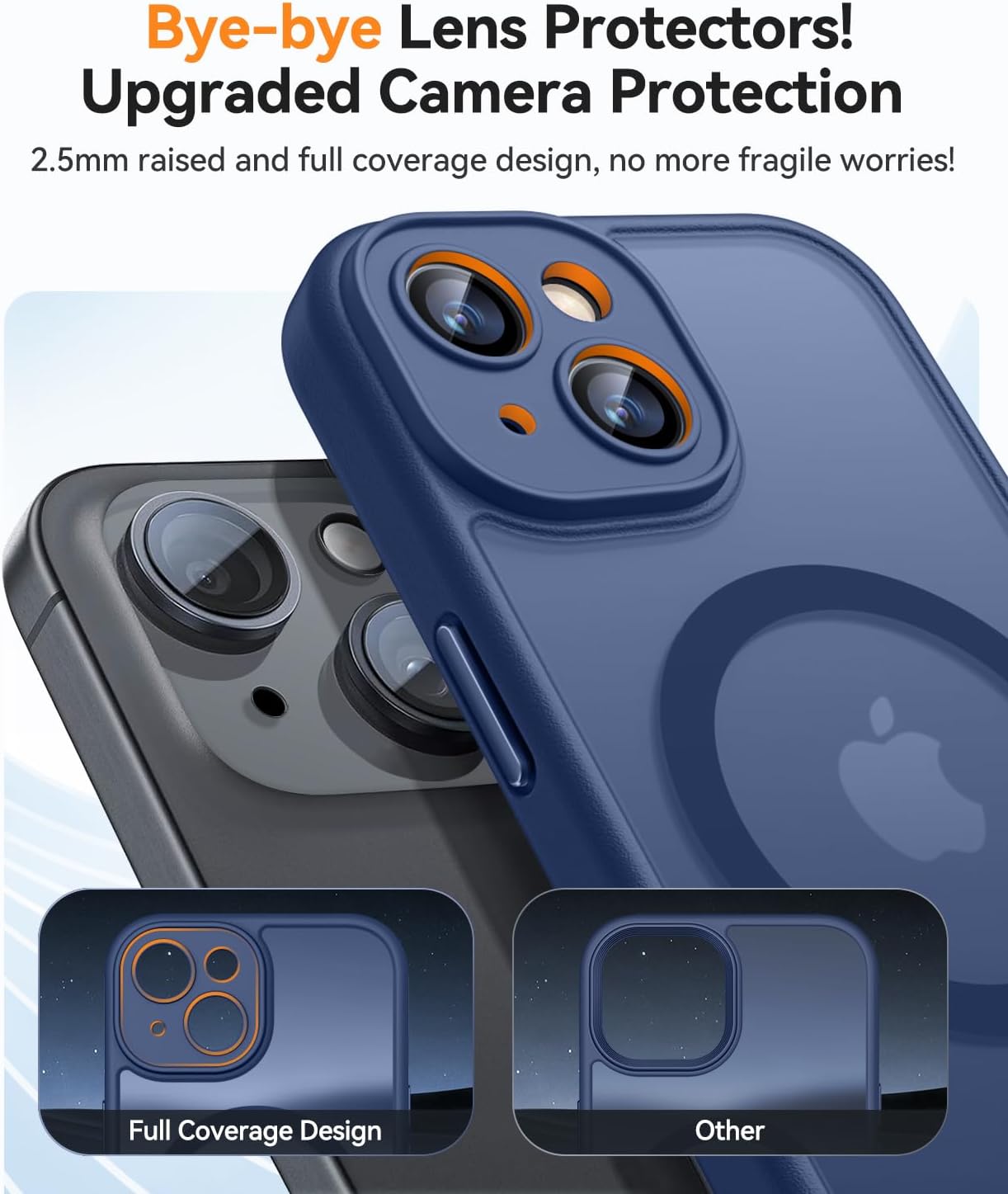 CANSHN Magnetic for iPhone 14 Case, Upgraded [Full Camera Protection] [Compatible with Magsafe] [Translucent Matte] Shockproof Protective Phone Case for iPhone 14 6.1" - Deep Blue - Image 3