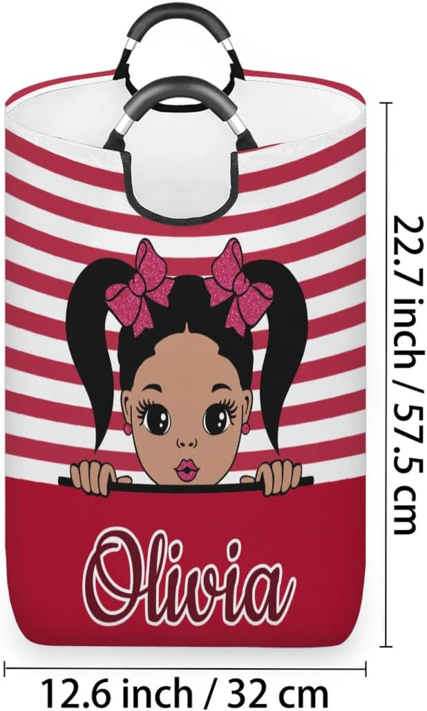 Personalized Laundry Basket with Handles, Custom Laundry Hamper with Name for Bathroom, Dirty Clothes Storage Basket Gifts for Men Women Boys Girls - Princess Girl
