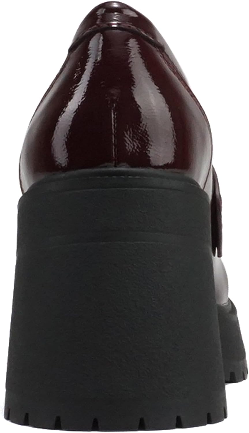 Soda “AMP” ~ Women Round Toe Slip-On Lug Sole High Heel Penny Loafer Shoe - Image 2