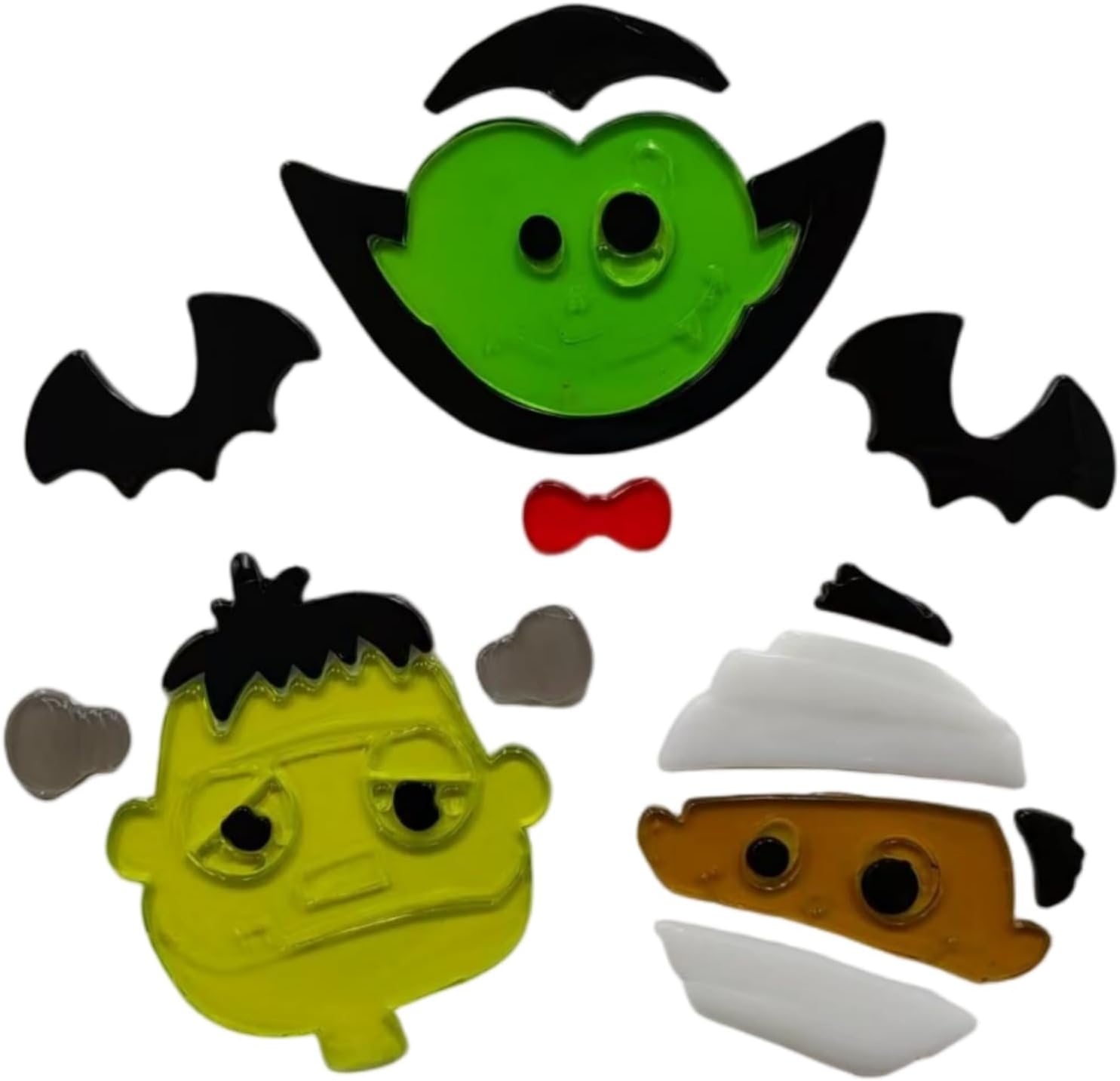 Gift&Fun 4Sheets Halloween Decorations-Halloween Gel Window clings, Trick or Treat Design with Pumpkins, Bats and Ｒed Ｈandprints 7.9×7.9in