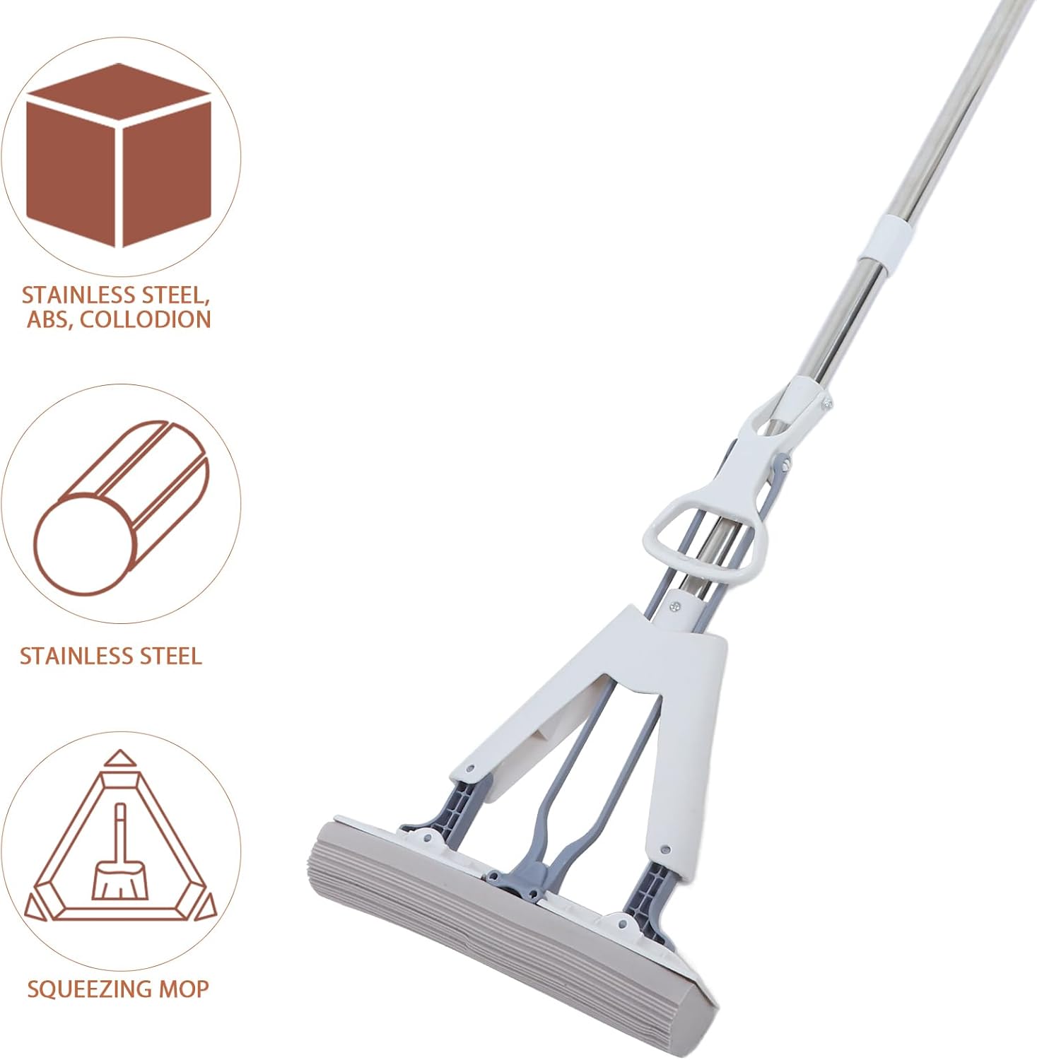 1set Lazy Mop Folding Sponge Mop for Efficient Cleaning for Tile and Marble Floors with Double Heads Easy Water Removal and Absorbent Design