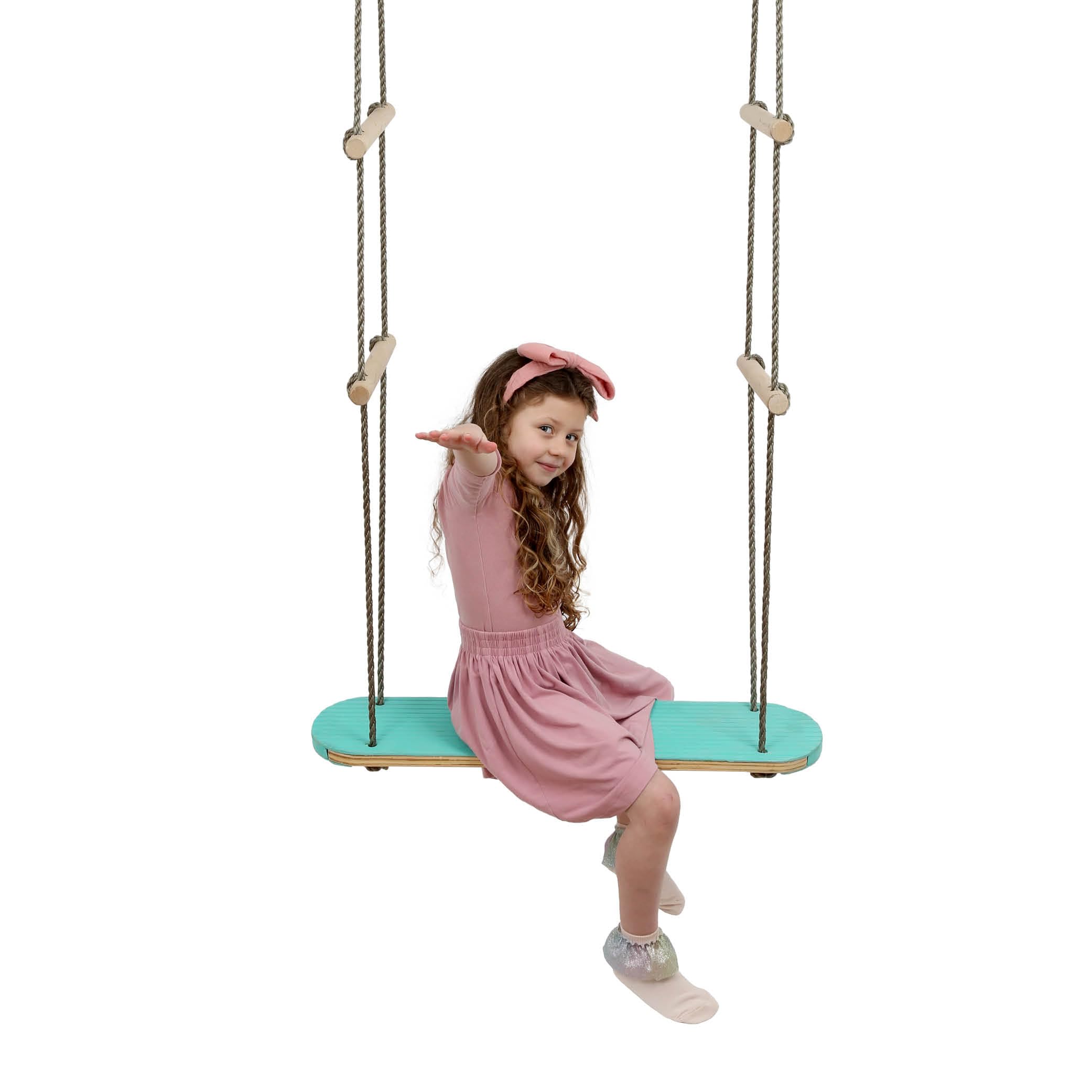 Fun and Function - Skateboard Swing - Standing Swing for Kids - Indoor Sensory Play Equipment - Wooden Skateboard Swing - Skater Swing Supports up to