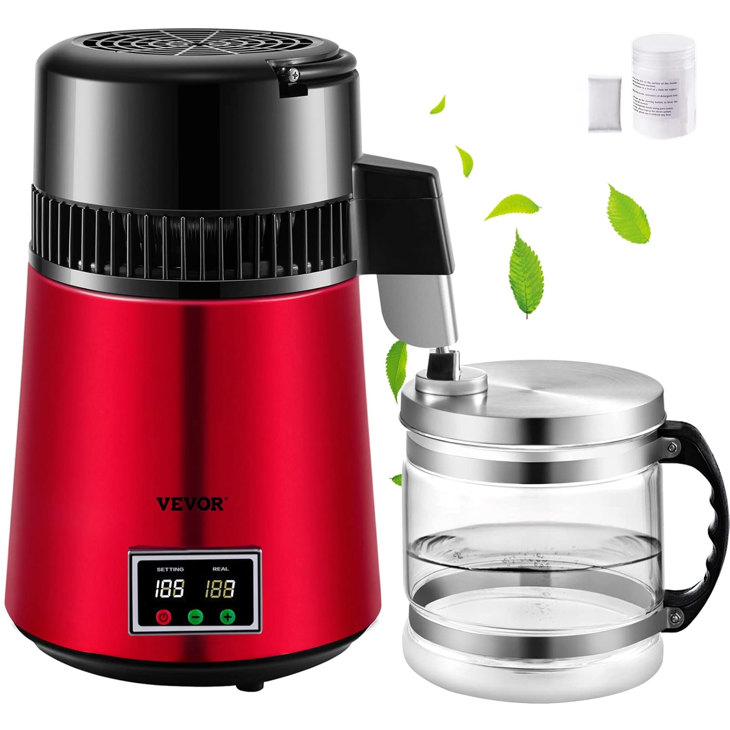 VEVOR Water Distiller, 4L Distilled Water Maker, Pure Water Distiller with Dual Temperature