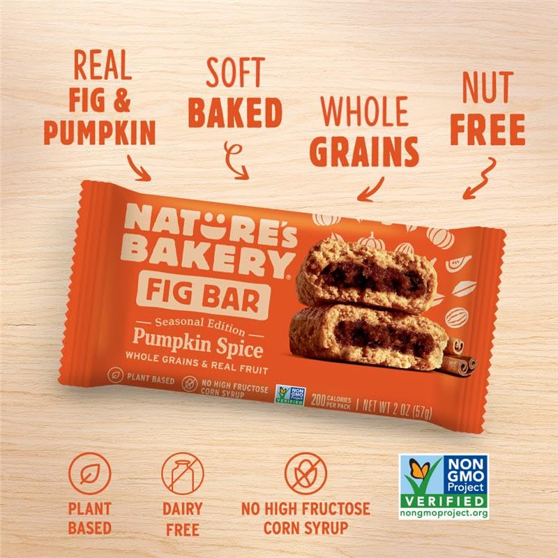 Image of Nature's Bakery Whole Wheat Pumpkin Spice Fig Bars, 2 oz Snack Bars (36 Ct), Plant-Based, Vegan, Non-GMO