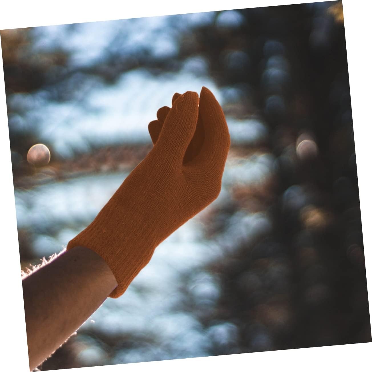 Gloves Mens Mittens with Fingers Warm Plush Mens Knitted Mittens Warm Outdoor Mittens Full Finger