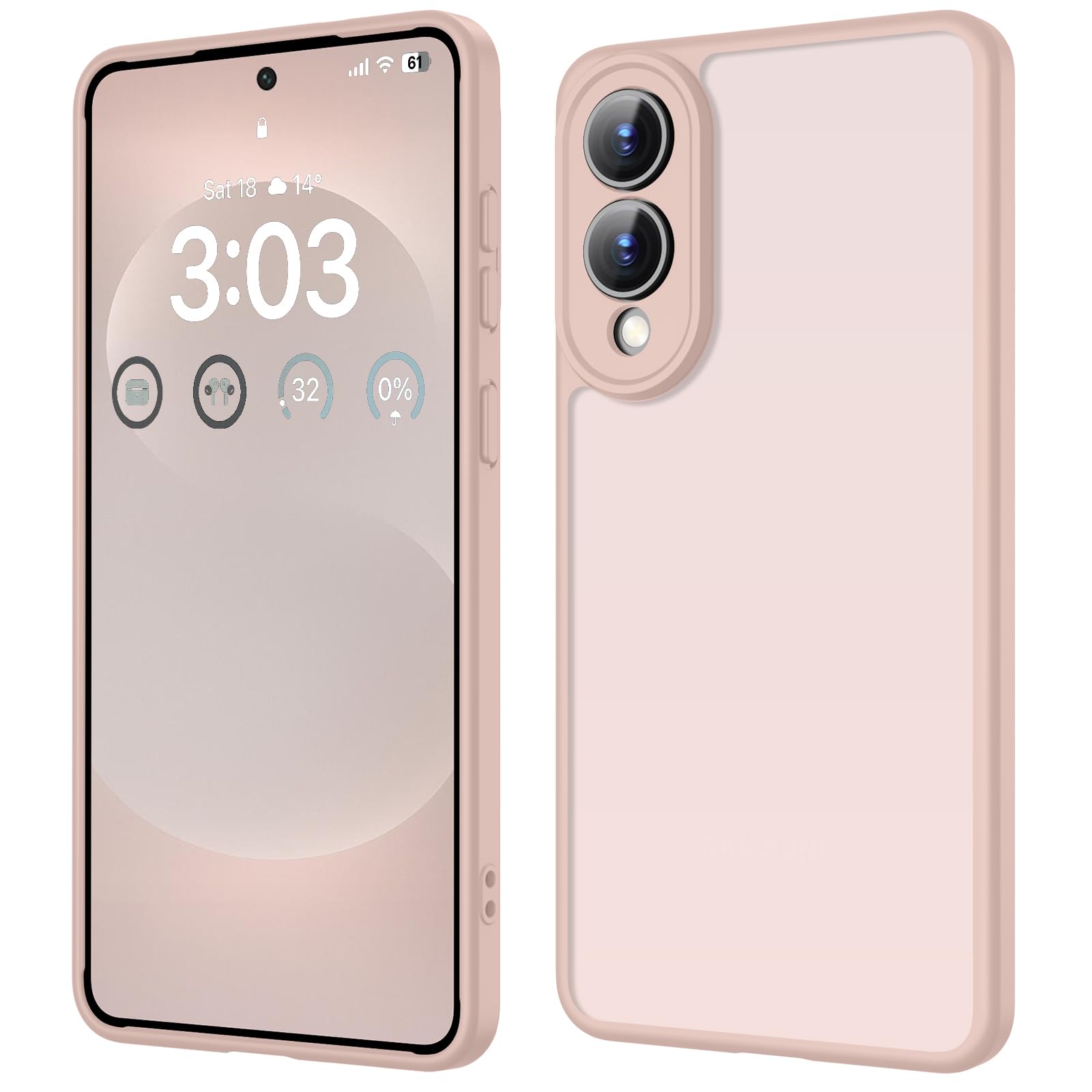 ORDA für Samsung Galaxy S25 Edge Hülle mit Kameraschutz, Rosa | Stoßfest Kratzfest, Transluzente Rückseite Schutzhülle, Matt Handyhülle