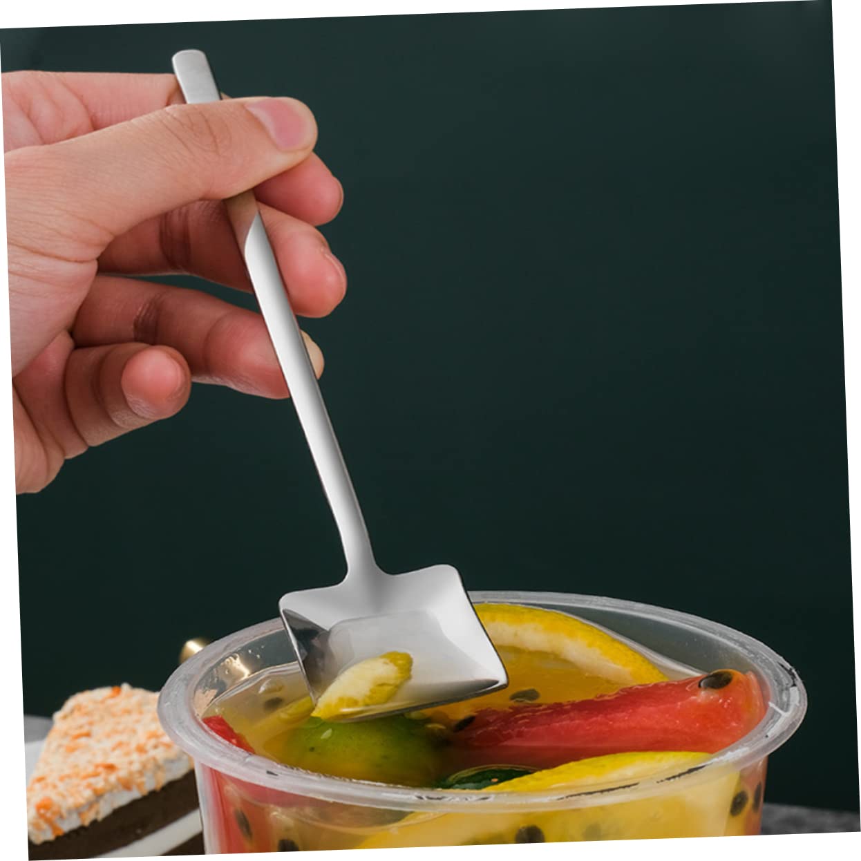 BEBEMOKO 3pcs Stainless Steel Stirring Spoon Dessert Spoons Mini Scoop Mini Spoon Large Cookie Tins with Lids Cocktail Stirring Spoons Drink Spoon Dessert Serving Spoon Mixing Spoon Silver