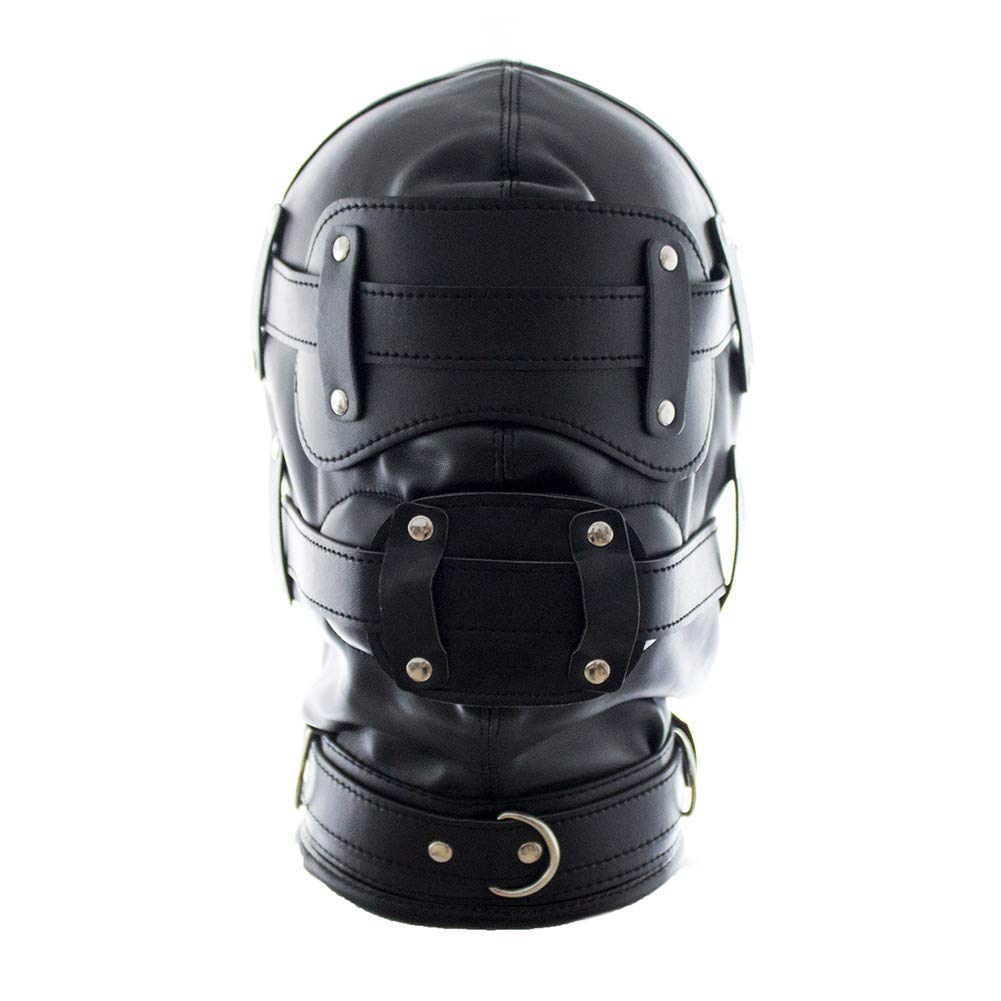 Roluck Masque de bondage avec gode bouche bâillon 3 serrure masque de tête SM réglable pour couple fétiche jouet sexuel (S)