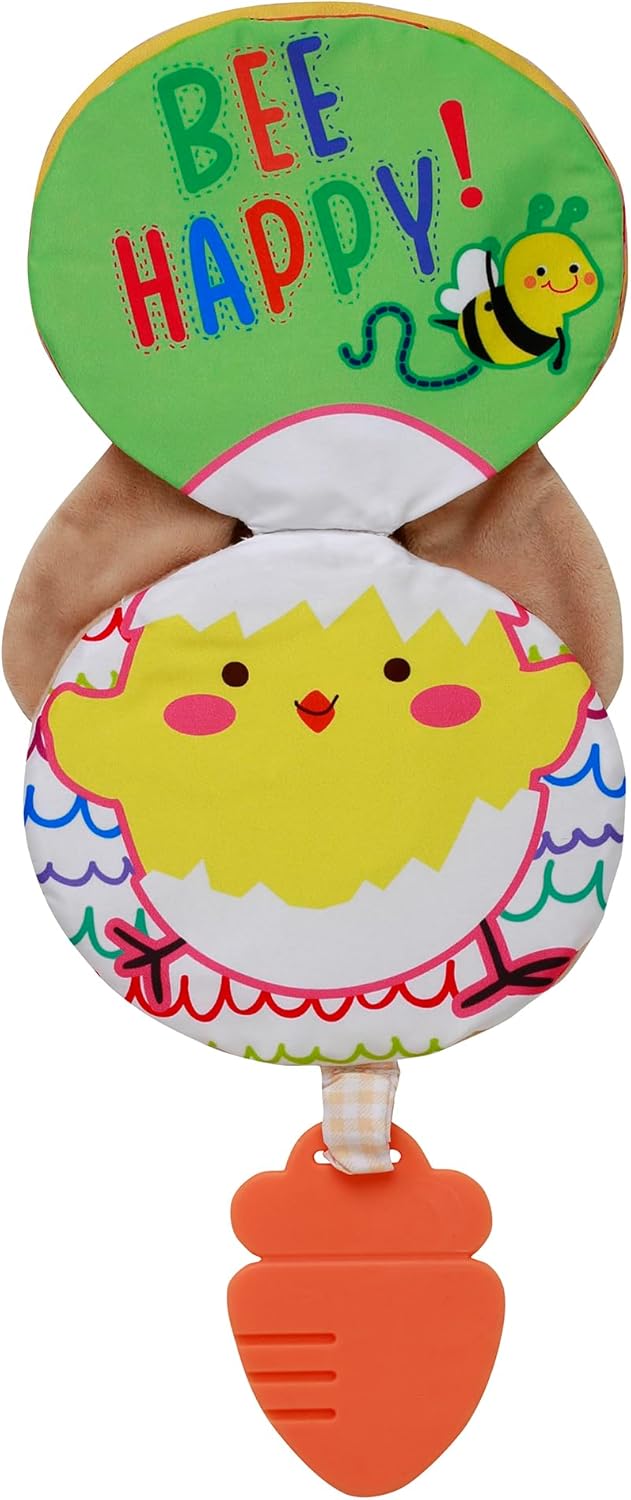 Magic Years Soft, Crinkle Activity Book with Teether and Travel Strap for Baby, 6 inches, Brown Bunny, Easter