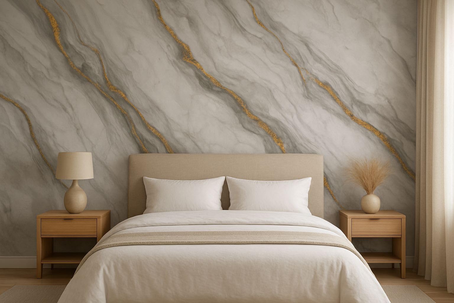 Generico Pannello PVC per parete decorativo adesivo effetto marmo 120x300 Grigio Oro Ignifugo Impermeabile
