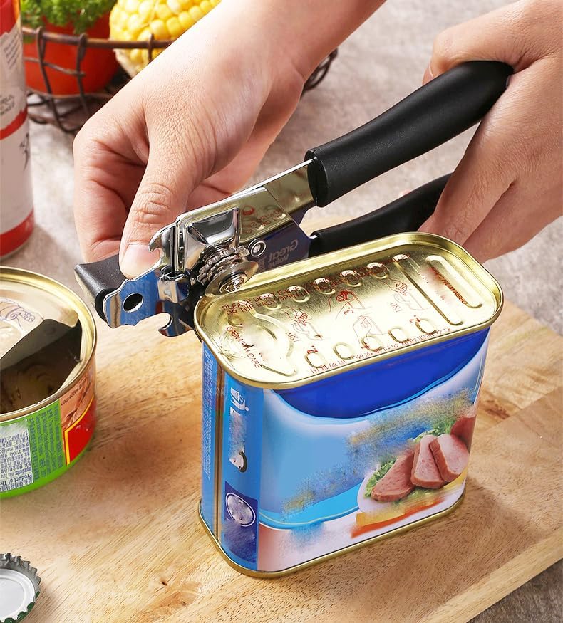 Miniatura 6 de Resze Abrelatas manual multifuncional de acero inoxidable con mango cómodo para varias latas