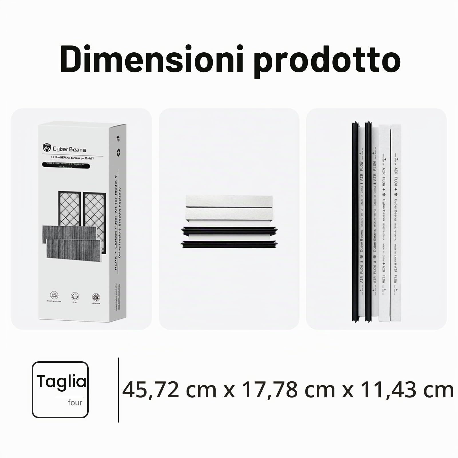Kit Filtro HEPA + a Carboni Attivi per Tesla Model Y Sostituzione del Condizionatore d'Aria dell'Abitacolo con Carbone Attivo 2020-2025, 2026, Accessori Juniper (Confezione da 4)