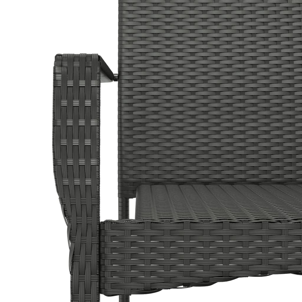 Sedie da giardino in polyrattan con cuscino, 2 pezzi, colore nero | Telaio in acciaio verniciato a polvere, resistente alle intemperie, facile da pulire, massimo 110 kg per seduta