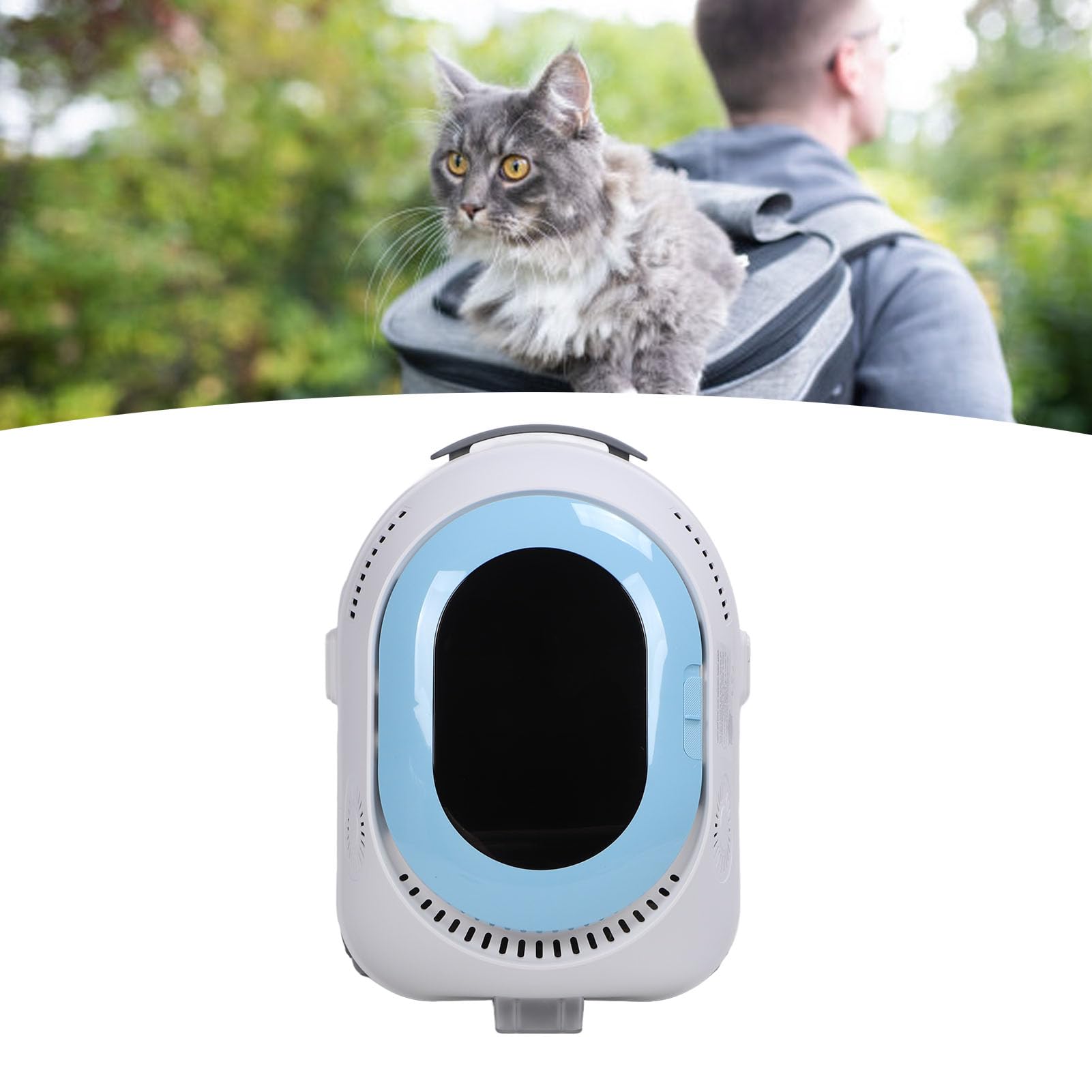 Srliya Mochila para Gatos Ventilada con de Iluminación Suave para Viajes Cómodos para Gatos y Perros Pequeños (Azul)