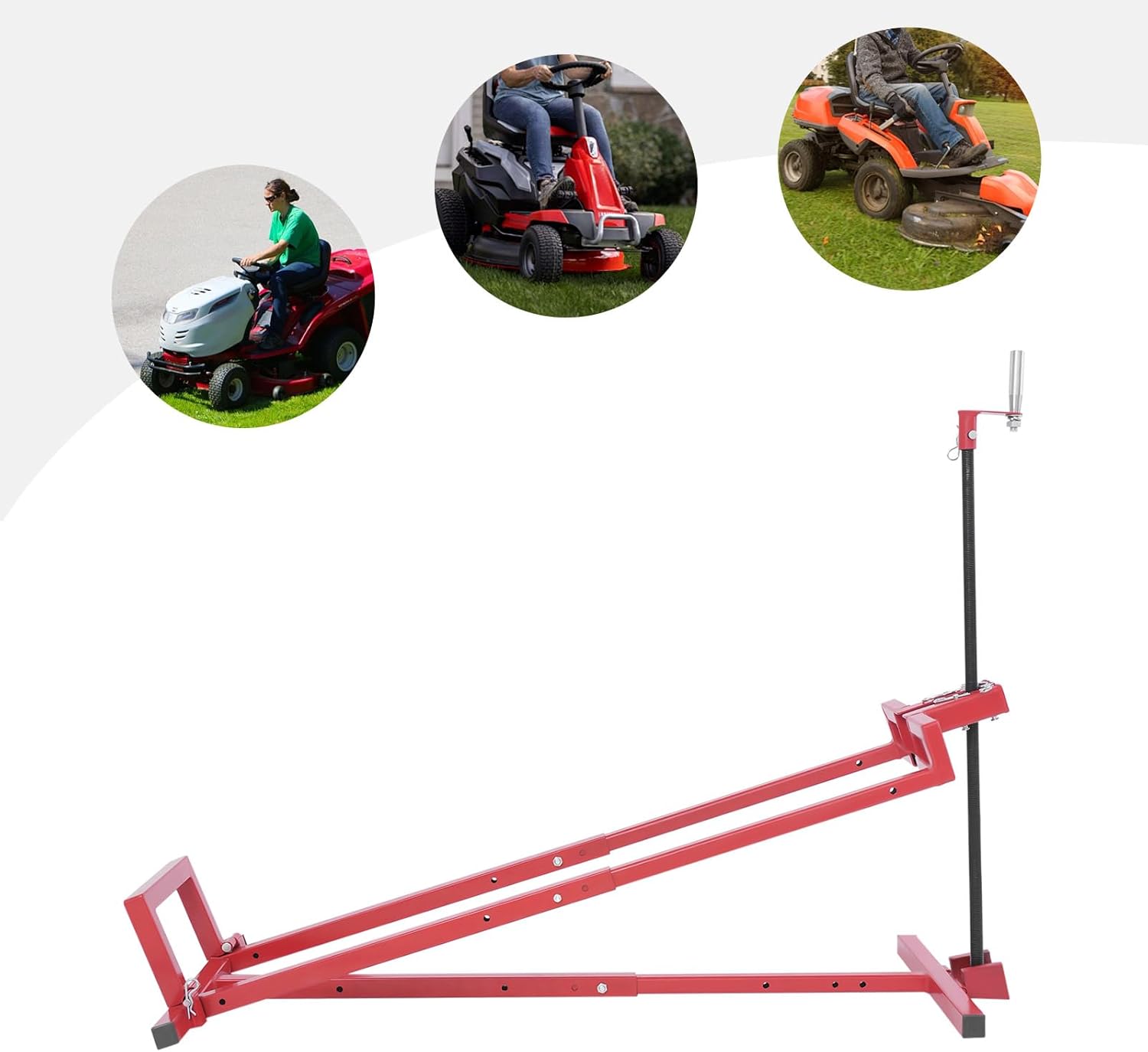 880 lbs Capacity Lawn Mower Lift Tool, Adjustable Steel Lawn Tractor Lift Jack, for Mowers, Garden Tractors, Riding Tractors Repair, Maintenance Lifter (Red)