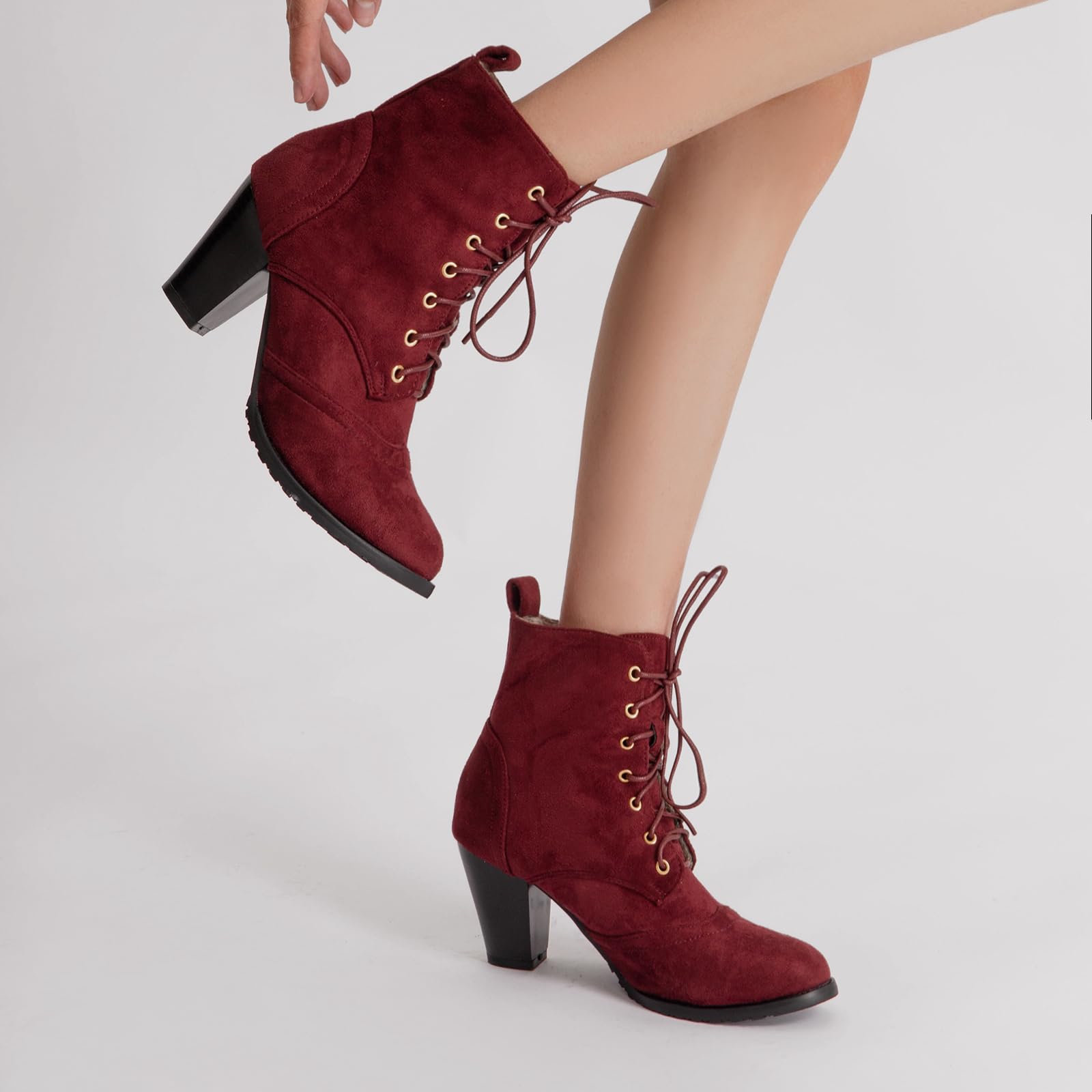 Bottines à talon bloc avec laçage pour femme fashion