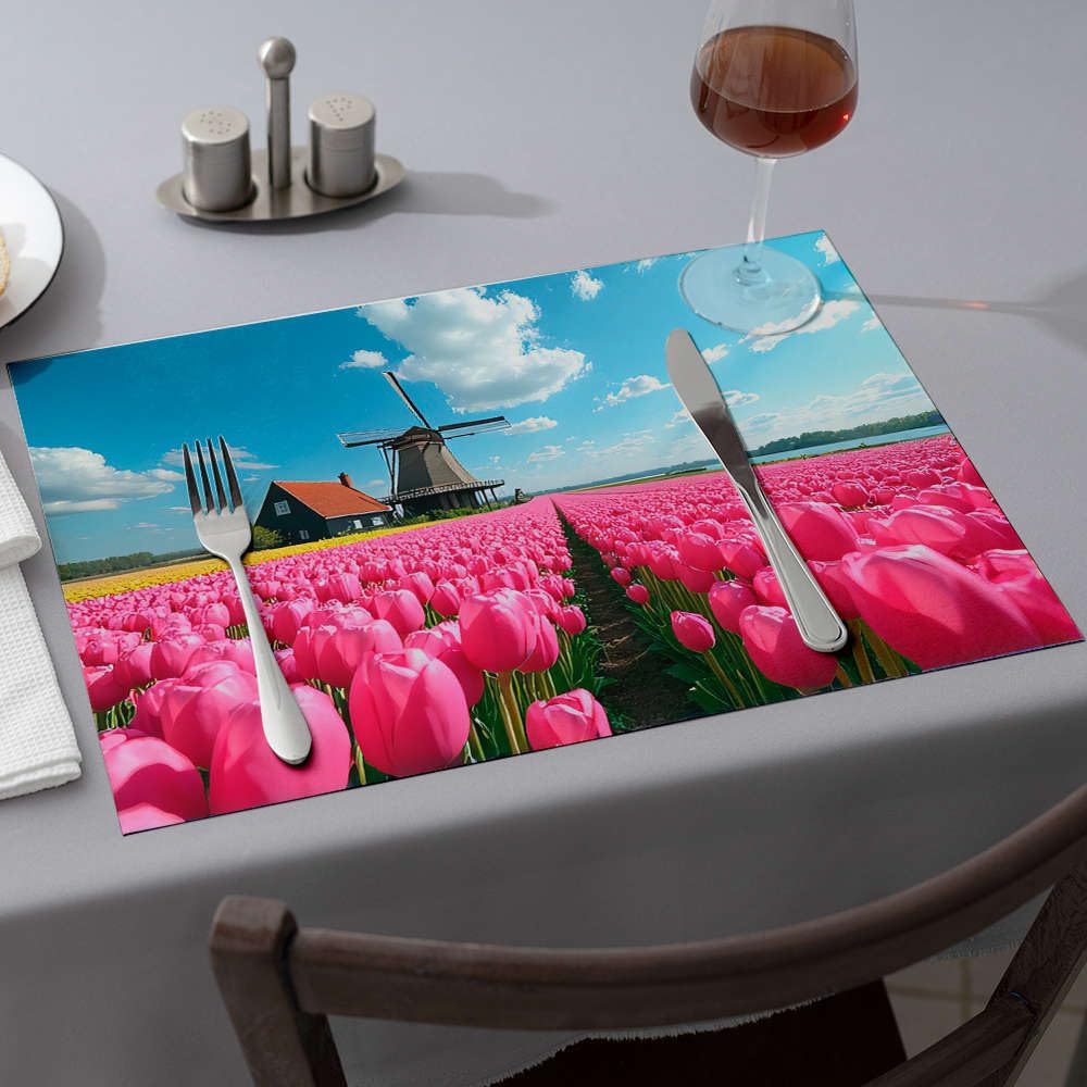 Set de table anti-chaleur imprimé moulin pour protéger votre comptoir des plats chauds