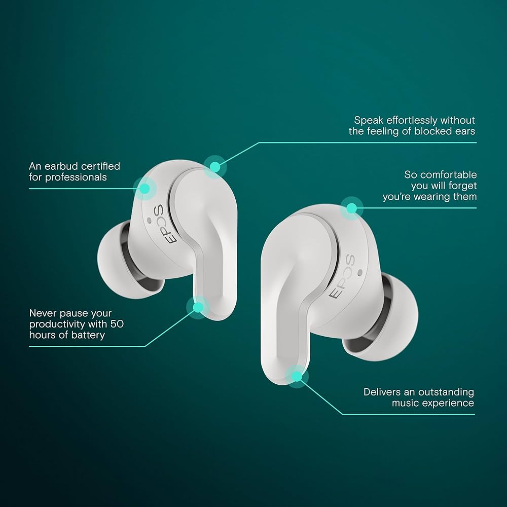 EPOS ADAPT E1 True Wireless Earbuds White - Hybrid ANC, Multi