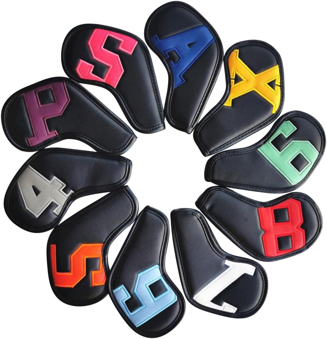10pcs Waterproof Pu Golf Club Head Covers Colorful Numbered Iron and Putter Sleeve Set for Men’s Golf Accessories