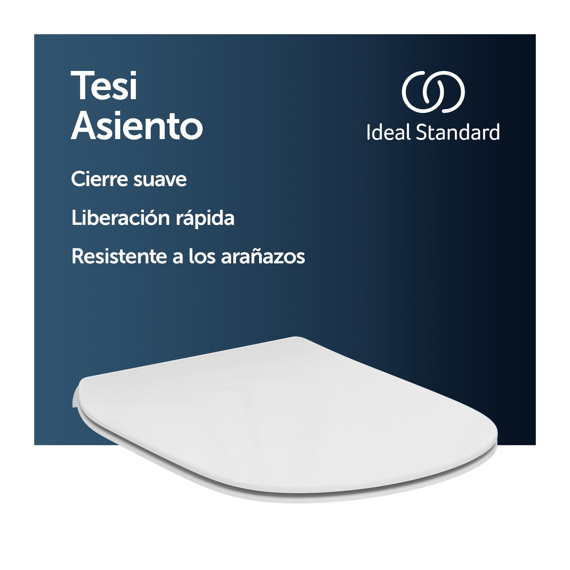 Ideal Standard Tesi Inodoro con asiento y tapa D, cierre suave y sistema de limpieza, Duroplástico resistente – Blanco (370x450x45 mm)