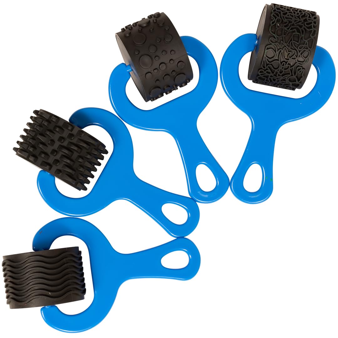 READY 2 LEARN Paint and Dough Explorers - Set 1 - Set of 4 - Sturdy, Chunky Texture Rollers for Kids and DIY - Art Tools for Pottery, Posters and Dough