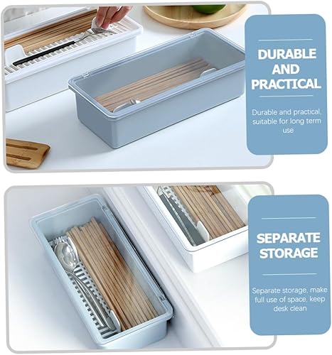 Miniatura 5 de Angoily Caja de palillos Caja de drenaje Cajas de almacenamiento para organizar con tapa, bandeja de plástico para servir vajilla, bandeja