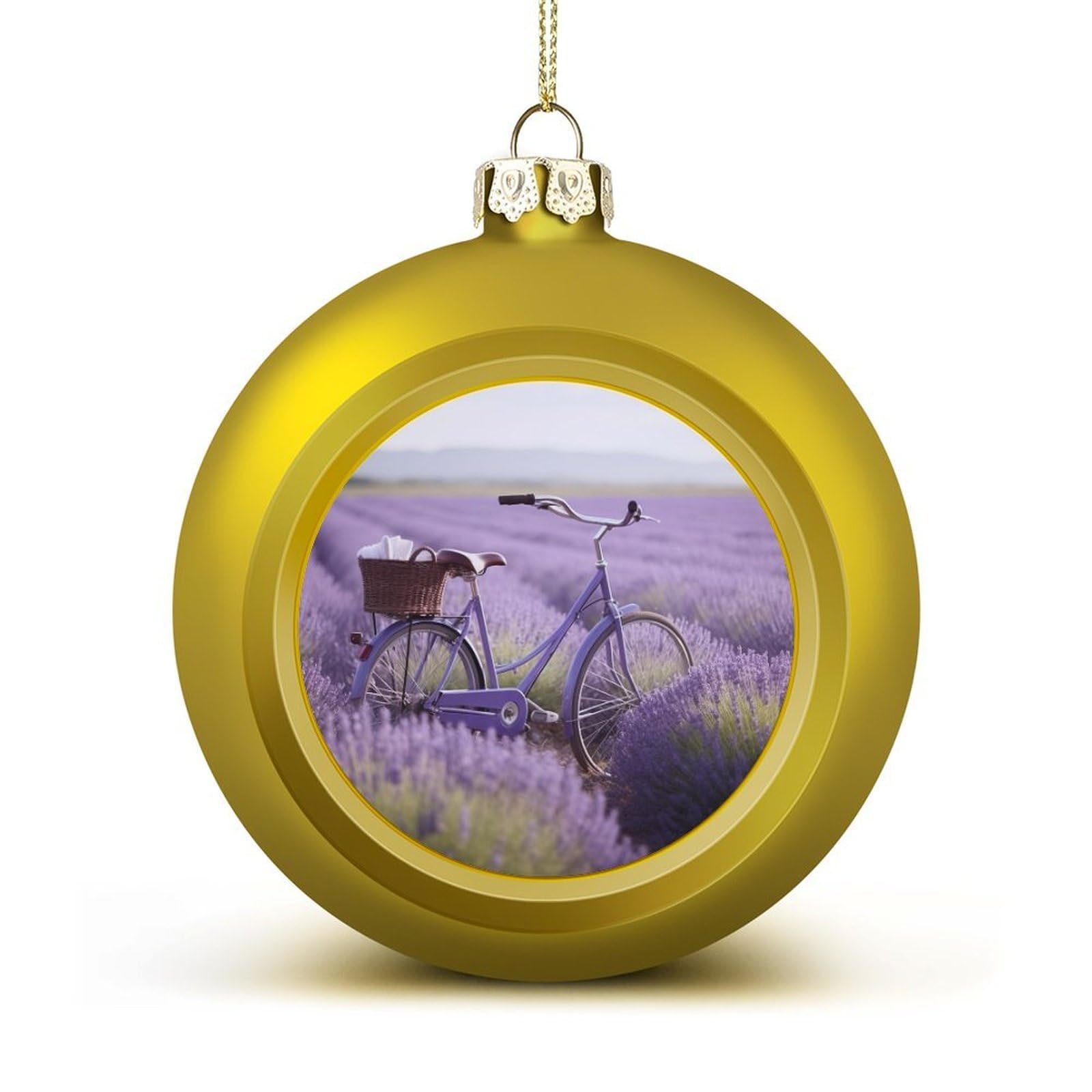 Lavender Field Bike Christmas Balls Ornaments for Xmas Christmas Tree 1.6" Hanging Shatterproof Xmas Balls Hanging Decor Pendants for Holiday Party Outdoor Indoor DIY Craft Supplies