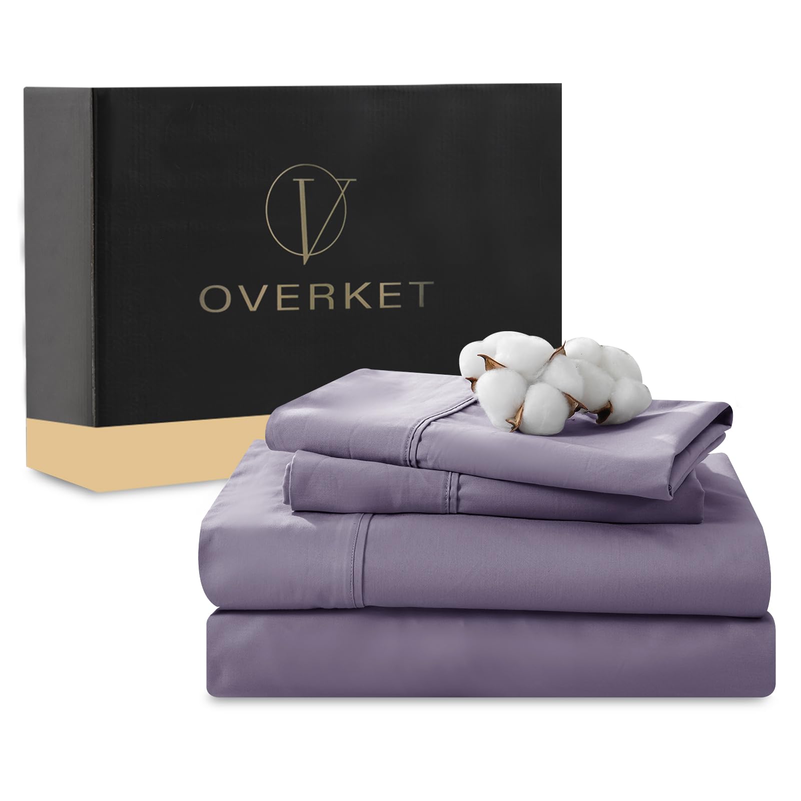 1000 Thread Count Egyptian Cotton Sheets Queen Size Set 4PCS Sateen Weave Soft Breathable 16-Inch Deep Pocket（Queen,Lilac）