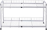 FlagShip 2-Tier Expandable Under Sink Organizer Rack - Adjustable 17-25" Storage Shelf for Kitchen Bathroom Silver