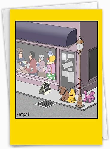 NobleWorks Tarjeta de felicitación de cumpleaños histérica con sobre de 5 x 7 pulgadas (1 tarjeta) Bday Balloon Dog C7947BDG