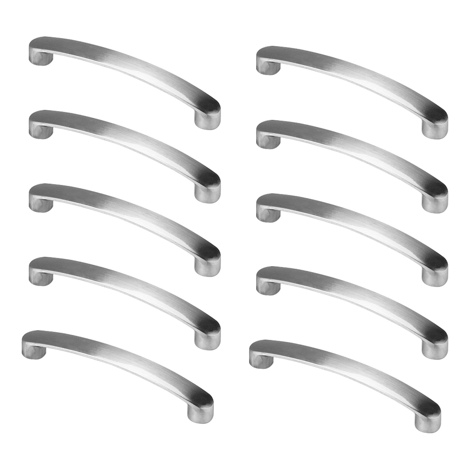 DYHNQE 10PCS Cabinet Handles, Cabinet Door Handles 96mm Hole Centre Brushed Nickel Cupboard Door Handle with Screws Aluminum Alloy Bow Kitchen Handle for Drawer Wardrobe Kitchen