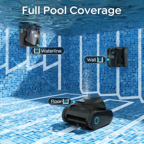 Image of C1 Cordless Robotic Pool Cleaner with 180Mins, Wall Climbing & Waterline Cleaning, Long Runtime, Dual Layers, Automatic Pool Vacuum with APP, Multi Cleaning Modes and Paths, Obsidian