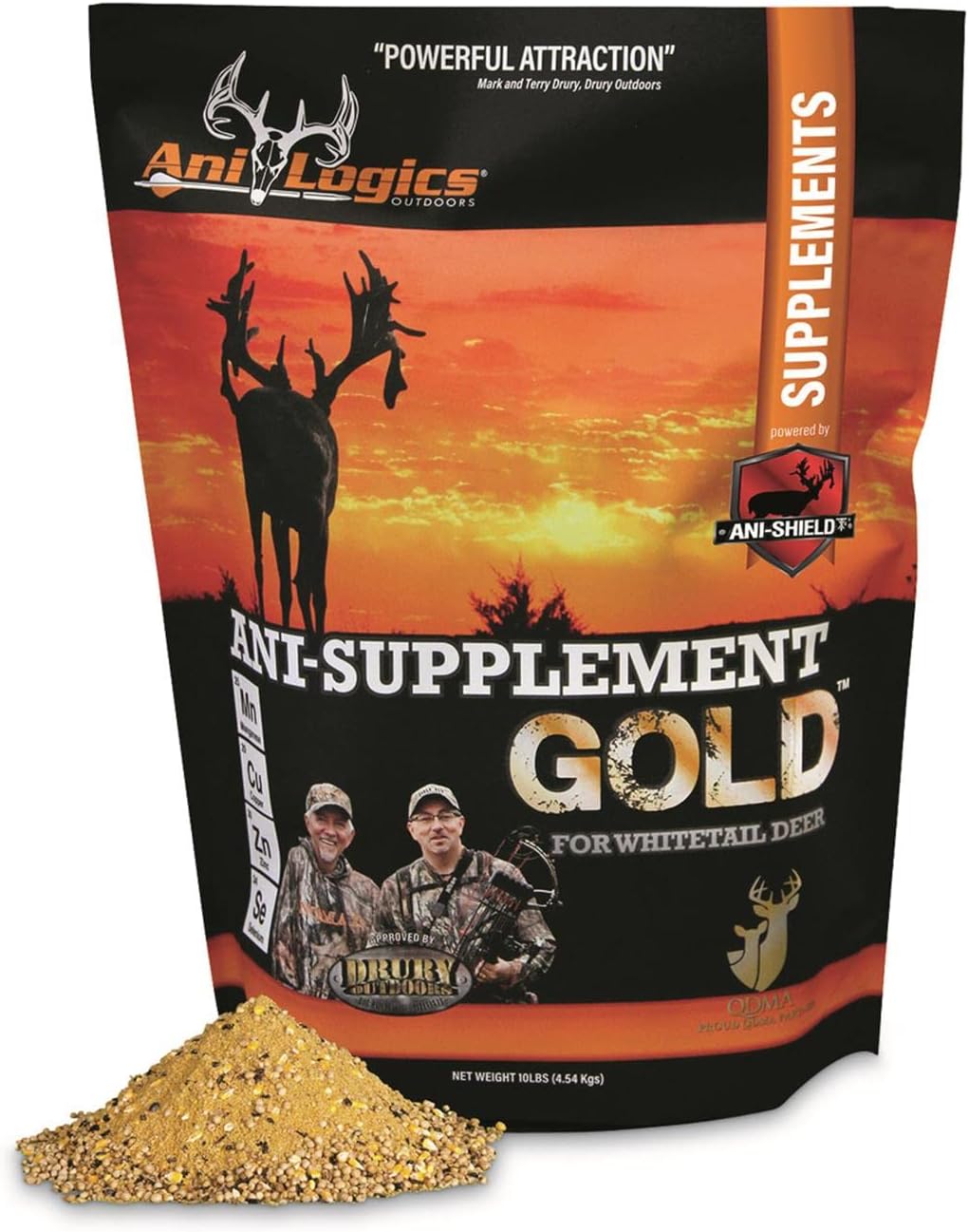 Ani-Logics Outdoors ANI-Supplement Gold Deer Attractant - Whitetail Feed Supplement - Year-Round Nutrition with Vitamins & Minerals to Support Herd Health & Draw Deer in, 10 lb