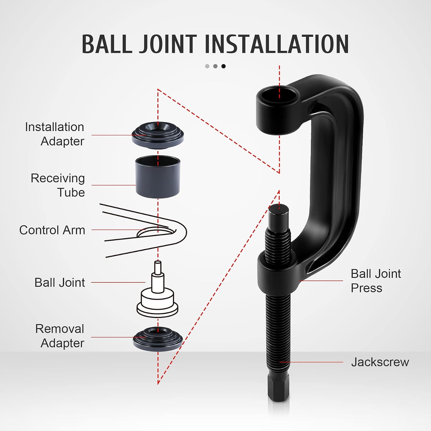 Orion Motor Tech OMT Heavy Duty Ball Joint Press & U Joint Removal Tool Kit with 4x4 Adapters, for Most 2WD and 4WD Cars and Light Trucks