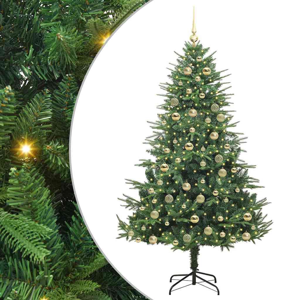 vidaXL Artificial Pre-lit Christmas Tree with Ball Set Green 180 cm, Living Room, Modern Christmas Tree, Decorative, Holiday Decor, USB Powered Light for Festive Seasonal Centerpiece