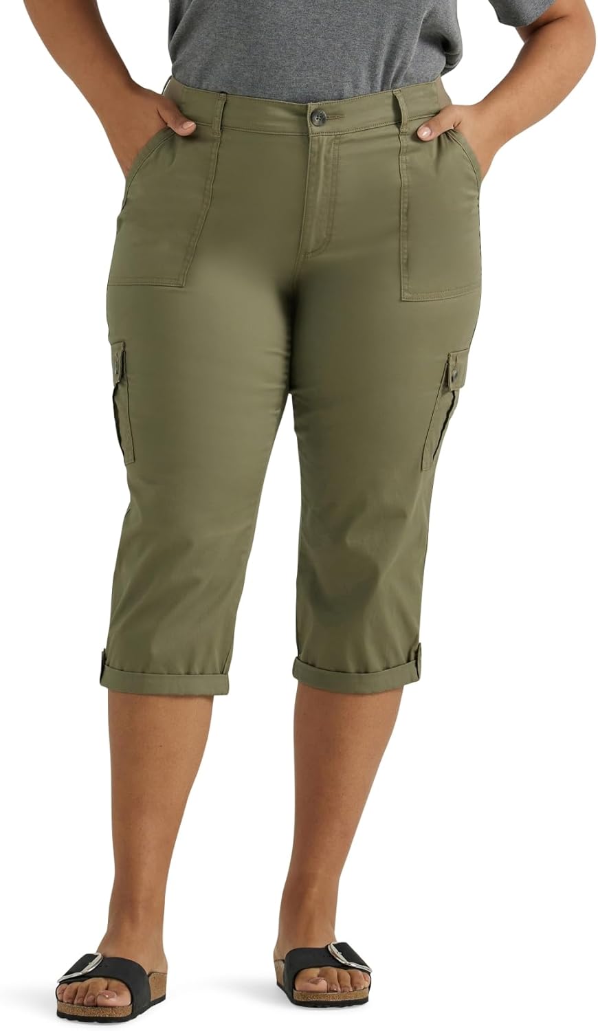 Lee Womens Plus Size Ultra Lux Comfort with Flex-to-go Cargo Capri Pant