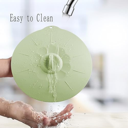 Miniatura 5 de Paquete de 4 tapas de silicona de 3.9 pulgadas para tazas, tazones, platos, sartenes, cubierta para salpicaduras de microondas, recipientes de