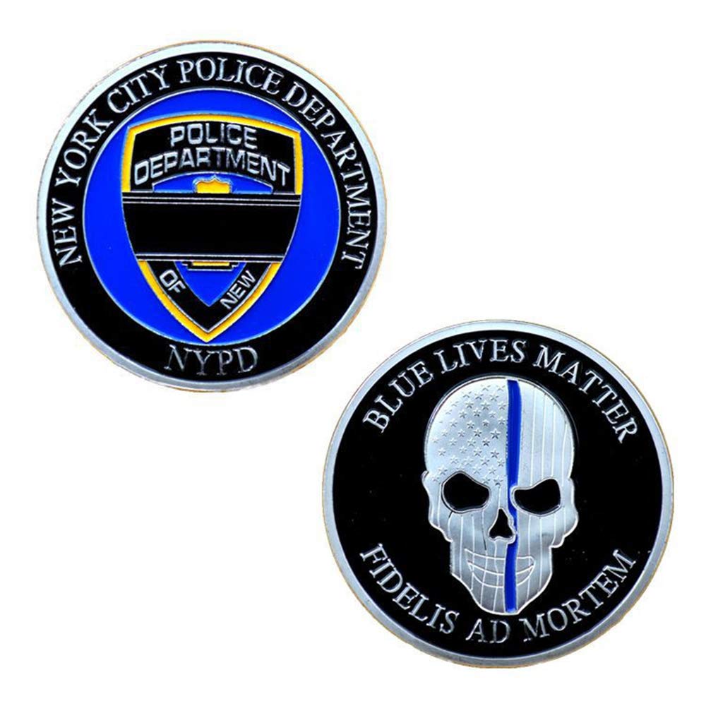 ST. Michael Police Law Enforcement Challenge Coin Thin Blue Line Skull Coin