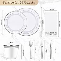 Vista 16 de BESTVIP 175 PCS Gold Dinnerware Set for 25 Guests, Plastic Dinnerware Set for Party, Wedding, Christmas, Halloween, Include: 50 Plastic Plates, 25