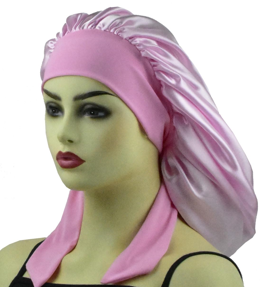 Satin Bonnets for Braids Long Hair Cover Women Silk Hair Bonnet Sleeping Night Caps XL Large Girls Satin Sleep Cap with Tie (Pink)