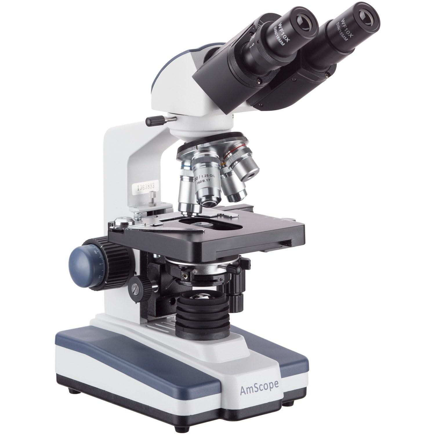 AmScope Microscope de laboratoire à LED 40X-2500X avec 50 lames vierges