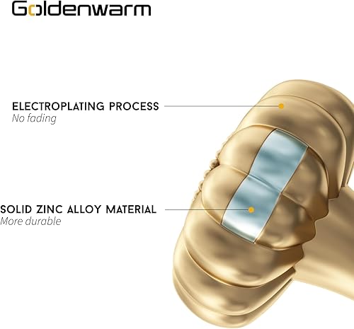 Miniatura 9 de goldenwarm 20 pomos dorados para gabinetes, cajones de cocina, manijas de latón cepillado moderno redondo, aleación de zinc
