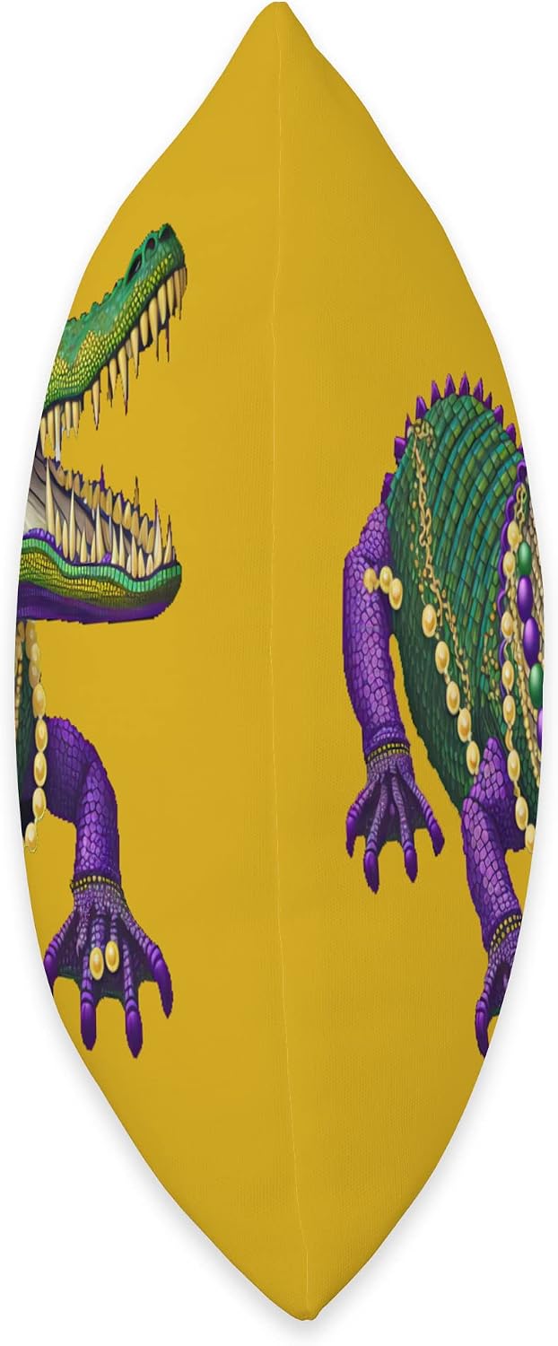 Mardi Gras Alligator Wearing Beads Party Parade Throw Pillow